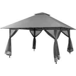 Tonnelle de Jardin 4X4 m Pliable à Double Toit avec Hauteur Réglable, Pavillon de Jardin avec