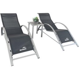 Maxxgarden - Duo de bains de soleil en aluminium et textilène - avec table - Noir .