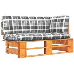 Canapé d'angle palette de jardin Marron miel Bois pin imprégné Vidaxl Motif carreaux gris
