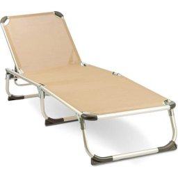 Transat de jardin - bain de soleil en aluminium et textilène - Taupe Maxxgarden