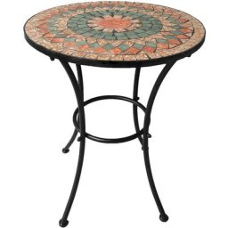 Life In Garden - Table ronde Alice en me'tal a' de'cor de mosaique en forme de pierre 60x70 cm pour