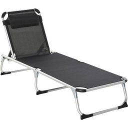 Bain de soleil transat pliable grand confort dossier réglable multi-position tétière alu. textilène