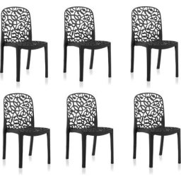 Shaf - Flora: Pack de 6 chaises design Blanches - Anthracite