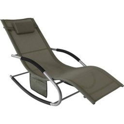 Sobuy - Bain de Soleil Chaise Longue Fauteuil à Bascule avec Appui OGS28-BR