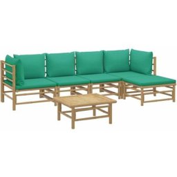 Salon de jardin 6 pcs avec coussins vert bambou Vidaxl n/a