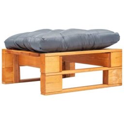 Vidaxl - Repose-pied palette de jardin et coussin gris Marron miel Bois Marron et gris