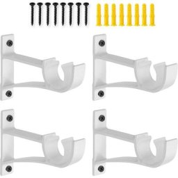 Lot de 4 supports de tringle à rideaux simples en alliage d'aluminium très résistant (blanc)