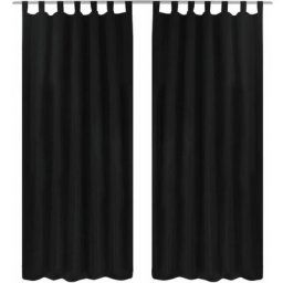 2 pcs Rideau à Passant Micro Satin Noir 140 x 225 cm Vidaxl Noir