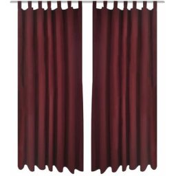 2 pcs Rideau à Passant Micro Satin Bordeaux 140 x 245 cm Vidaxl Bordeaux