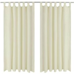 2 pcs Rideau à Passant Micro Satin Crème 140 x 175 cm Vidaxl Crème