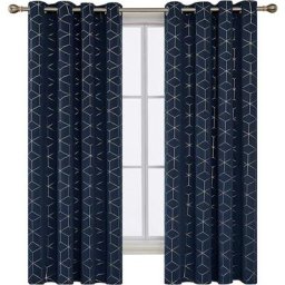 Deconovo Lot de 2 Rideaux Occultants à Oeillets Rideau Isolant Thermique Anti Froid Motif