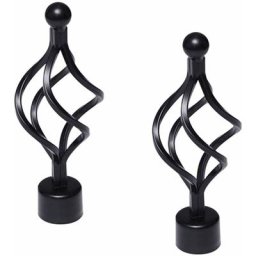 Lot de 2 embouts de tringle à rideau noirs en métal avec extrémités décoratives pour rideaux en fer
