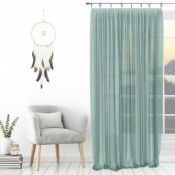 Soleil D'ocre - Voilage avec anneaux 135x250 cm spirit vert d'eau, par Vert