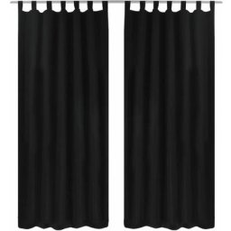 2 pcs Rideau à Passant Micro Satin Noir 140 x 245 cm Vidaxl Noir