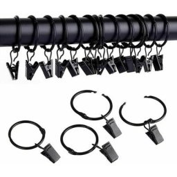 25pcs Anneaux de Rideaux avec Pinces Metal Rideau Clips Crochet, Facile à Ouvrir et à Fermer,