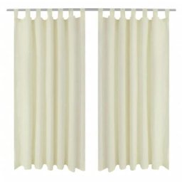 2 pcs Rideau à Passant Micro Satin Crème 140 x 245 cm Vidaxl Crème
