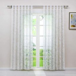 Rideau voilage fenetre Voile dévorable motif de vrille rideau transparent à Patte Blanc l/h 140x245