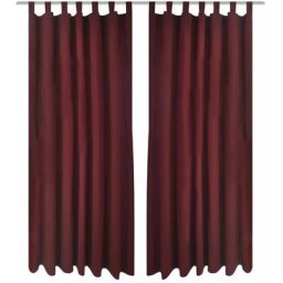 2 pcs Rideau à Passant Micro Satin Bordeaux 140 x 175 cm vidaXL - Bordeaux