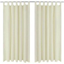 2 pcs Rideau à Passant Micro Satin Crème 140 x 225 cm Vidaxl Crème