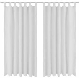 2 pcs Rideau à Passant Micro Satin Blanc 140 x 175 cm vidaXL - Blanc