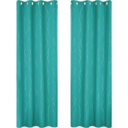 Lot de 2 Rideaux Argenté Motif Ligne Occultant Thermique Anti Froid, Rideau à Oeillets Désign