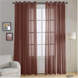 Acomoda Textil - 2 Rideau translucide pour windows Chocolat 150x260 cm .