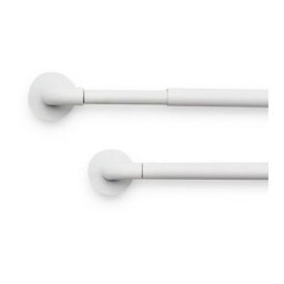 Lot de 2 Mini-Tringles à Rideaux Sans Percer Extensibles pour Volet blanche