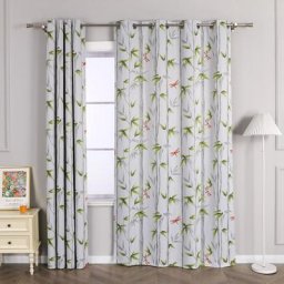 1pcs rideaux occultant thermiques a Œillets motif feuilles de bambou pour chambre/cuisine/salon l/h
