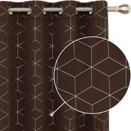 Lot de 2 Rideaux Occultants Thermique Anti Froid Isolant a Oeillets Rideau Cuisine avec Motif