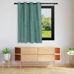 Rideau alaska anti-froid doublé polaire Vert d'eau 140 x 180 cm - Vert d'eau