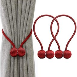 4 PCS Embrasses à Rideaux, Embrasse Rideau, Aimantée Tressage Magnétiques Rideaux Boucle (Rouge)