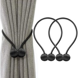 Embrasses à Rideaux Embrasse Rideau Aimantée Tressage Magnétiques Rideaux Boucle (Noir)
