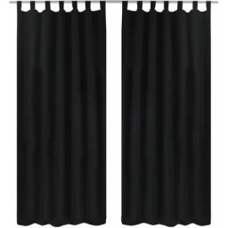 2 pcs Rideau à Passant Micro Satin Noir 140 x 175 cm Vidaxl Noir