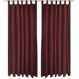 2 pcs Rideau à Passant Micro Satin Bordeaux 140 x 225 cm Vidaxl Bordeaux
