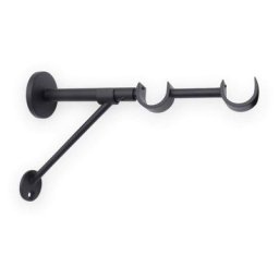 Store Menuiserie - Lot de 2 Support Double pour Tringle à Rideaux Extensible - Noir