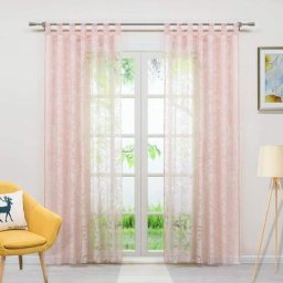 Rideau voilage fenetre Voile dévorable motif de vrille rideau transparent à Patte rose l/h 140x225