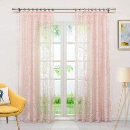 Rideau voilage fenetre Voile dévorable motif de vrille rideau transparent à Passe-tringle rose l/h