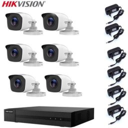 Hikvision - video surveillance kit dvr 8 channels 6 cameras 4 mpx