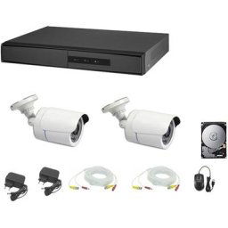 Kit de surveillance vidéo ahd cloud dvr 4 canaux 2 caméras 5 mpx hd 1 tb câbles