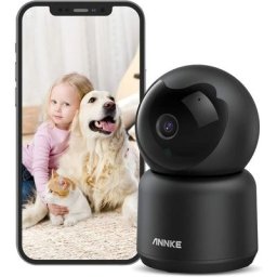 3MP Caméra Surveillance WiFi Intérieure 360°, Audio Bidirectionnel, Vision Nocturne ir, ai