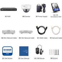 H800 8CH 8MP 4K Ultra hd PoE onvif nvr Système de caméra de sécurité à dôme avec codage H.265 +