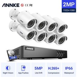Annke - Kit caméra de surveillance filaire 8CH 5 en 1 dvr 5MP enregistreur + 8 caméra hd 1080P