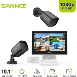 SANNCE Système de surveillance vidéo 4CH 1080P avec DVR LCD combo 10.1 ’’ avec 2 caméras - Sans