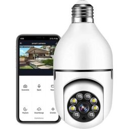 Caméra ampoule, caméra ampoule WiFi extérieure à 360 degrés avec vision nocturne, caméra de