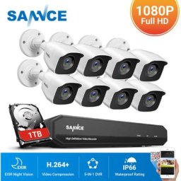 Système de caméra de sécurité cctv 8CH 5 en 1 1080p dvr et caméras de surveillance filaires 1080p