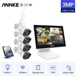 4 canaux 5MP hd Système de caméra de sécurité nvr sans fil avec caméra WiFi 3MP Vision nocturne