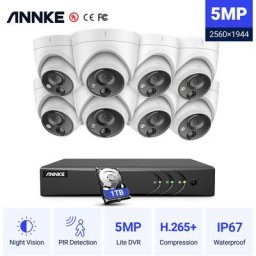 Annke - 5MP Super hd Système de caméra de sécurité dvr 8CH 5-en-1 avec caméras pir extérieures 8