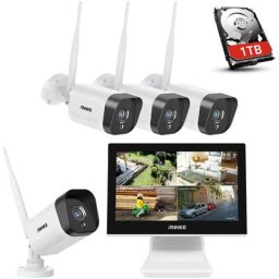 Annke Système de caméra de sécurité nvr sans fil Super hd à 4 canaux 5MP avec caméras WiFi 3MP
