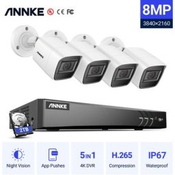Annke Système de caméra de vidéosurveillance 8 canaux Ultra hd 4K H.265 dvr et caméras hd 4K avec