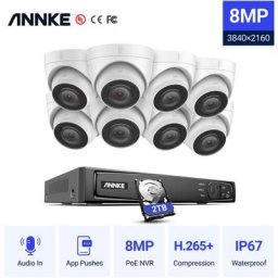 ANNKE 8MP Ultra HD PoE ONVIF 8CH NVR Système de caméra de sécurité à tourelle avec codage H.265+